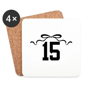 Numéro 15 noeud - 15e anniversaire - Dessous de verre (lot de 4) - blanc - Devant
