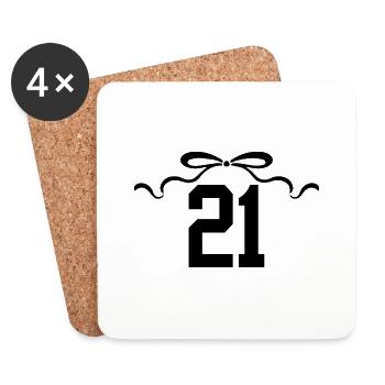 Number 21 Knot - 21st Anniversary - Coasters (set of 4) - white - Front