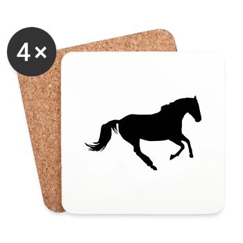 Cheval au galop - Dessous de verre (lot de 4) - blanc - Devant