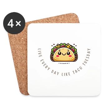 Tous les jours, c’est le mardi des tacos – Chemise alimentaire amusante - Dessous de verre (lot de 4) - blanc - Devant