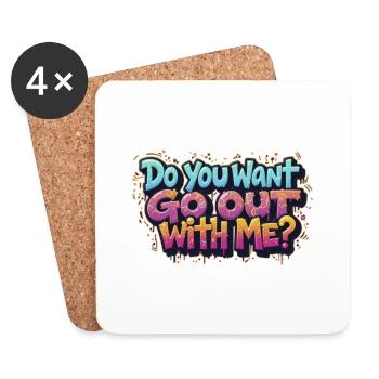 Do you want to go out with me - Coasters (set of 4) - white - Front