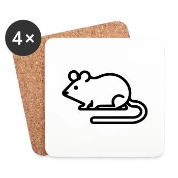 Charming Minimalist Mouse Icon for All Occasions - Untersetzer (4er-Set) - Weiß - Vorne