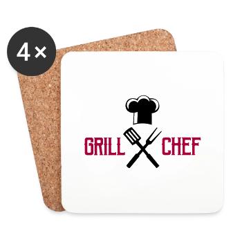 cook, cutlery, grill - Coasters (set of 4) - white - Front