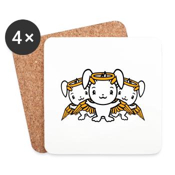 3 lapins Angel Wings Halo Sky Team - Dessous de verre (lot de 4) - blanc - Devant