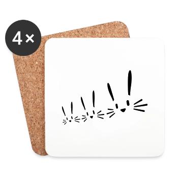 3 lapins, famille, enfants, parents, trois amis, équipage - Dessous de verre (lot de 4) - blanc - Devant