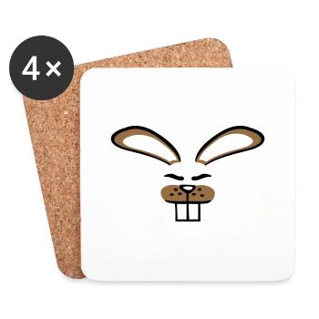 Hase Kaninchen Häschen Cartoon Kleintier niedlich - Untersetzer (4er-Set) - Weiß - Vorne