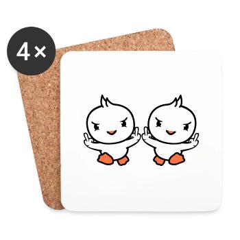 2 oiseaux Evil Middle Finger Show Bad Boys Running - Dessous de verre (lot de 4) - blanc - Devant