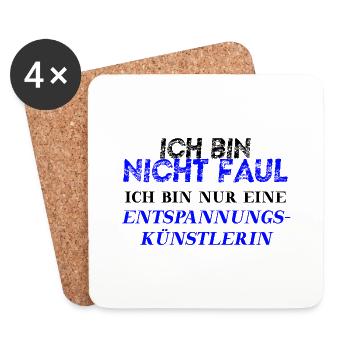 Nicht faul nur Entspannungskünstlerin Geschenkidee - Untersetzer (4er-Set) - Weiß - Vorne