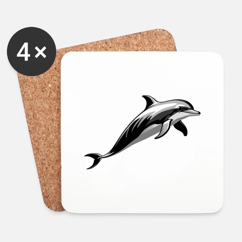 Delfin - Cute Ocean Pet Design - Untersetzer (4er-Set) - Weiß