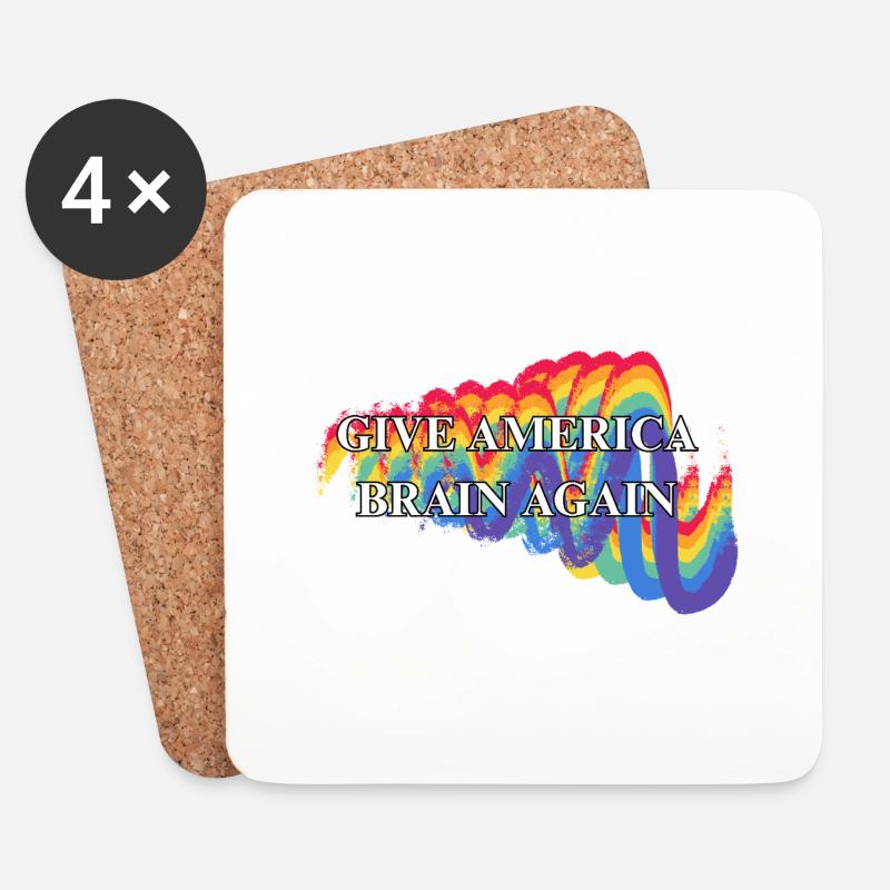 Give America Brain Again Rainbow LGBTQ - Untersetzer (4er-Set) - Weiß