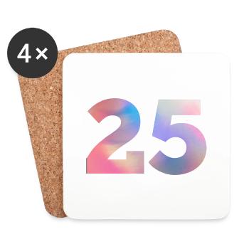 Colorful Number 25 - Coasters (set of 4) - white - Front