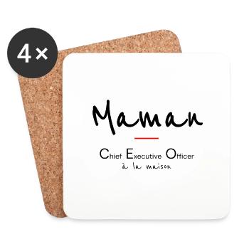Maman - Dessous de verre (lot de 4) - blanc - Devant