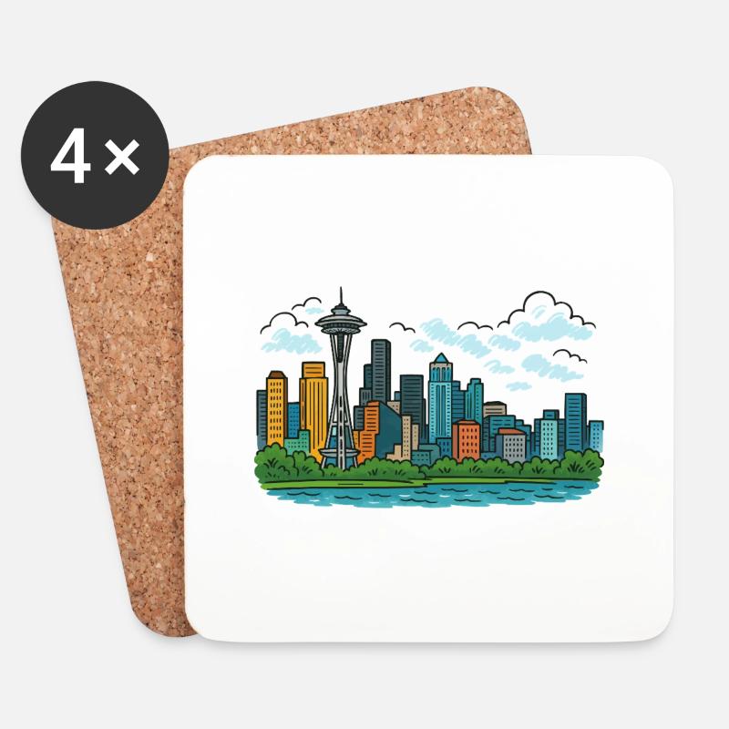 seattle stadt - Untersetzer (4er-Set) - Weiß