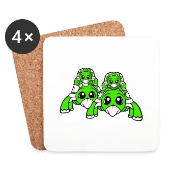 2 Schildkröten Kinder Familie Mama Papa Mom Dad - Untersetzer (4er-Set) - Weiß - Vorne