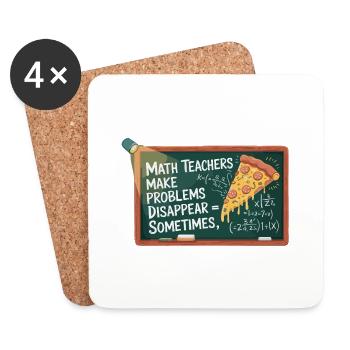 Professeur de mathématiques drôle Conception Pizza et résolution de problèmes - Dessous de verre (lot de 4) - blanc - Devant
