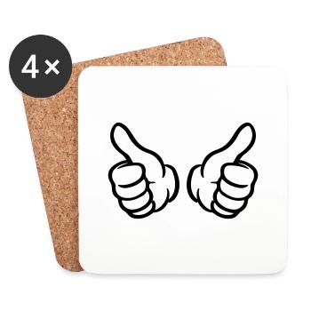 Thumbs Up Hand Like - Coasters (set of 4) - white - Front