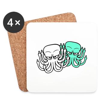 2 Pieuvre Majeur Insulte Fuck Off Équipe - Dessous de verre (lot de 4) - blanc - Devant