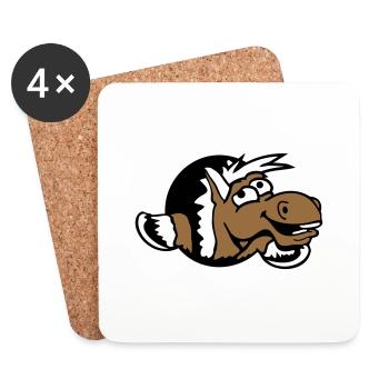 Cheval Drôle Fou Trou Rire Bande dessinée Équitation Fun - Dessous de verre (lot de 4) - blanc - Devant