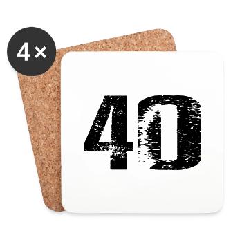 40 Zahl Trikot - Untersetzer (4er-Set) - Weiß - Vorne