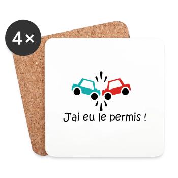 permis - Dessous de verre (lot de 4) - blanc - Devant