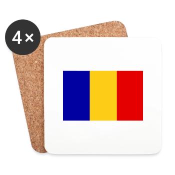 Rumänien, Romania, Fahne, Flagge - Untersetzer (4er-Set) - Weiß - Vorne