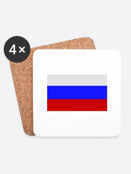 Russland, Russia, Fahne, Flagge - Untersetzer (4er-Set) - Weiß