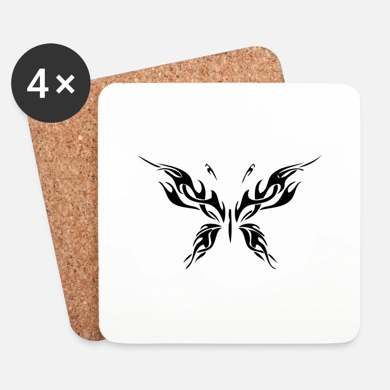 Tribal butterfly - Untersetzer (4er-Set) - Weiß