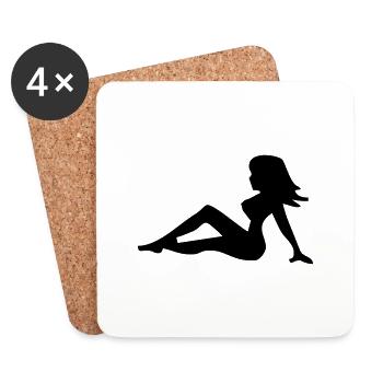 Sexy Mädchen - Untersetzer (4er-Set) - Weiß - Vorne