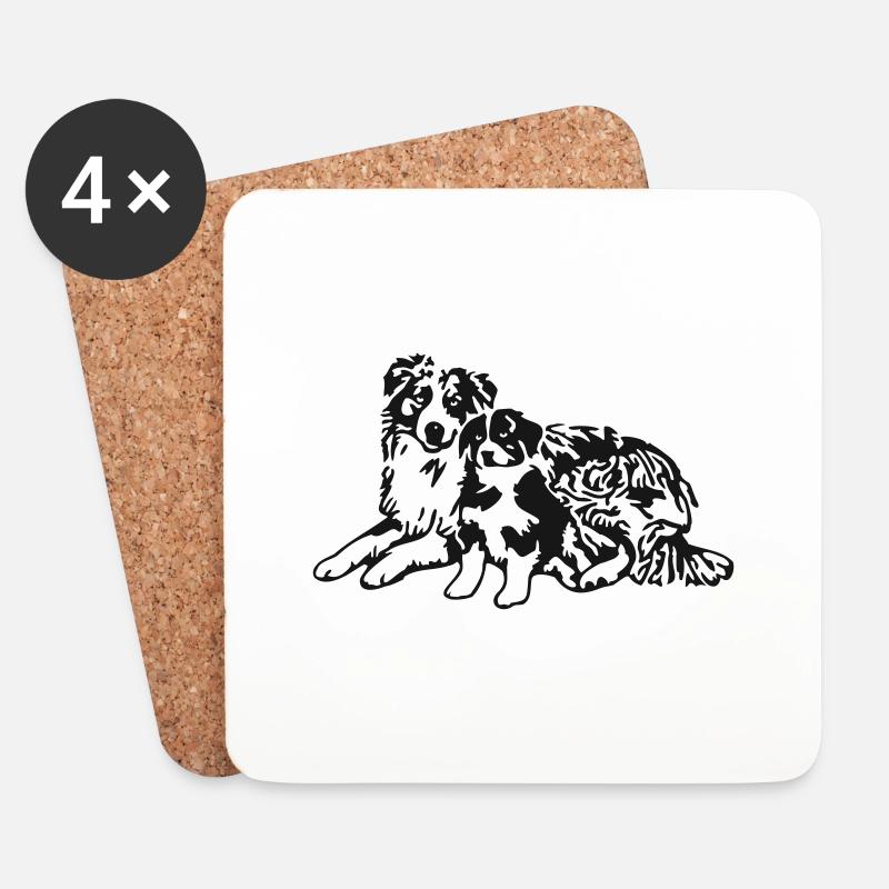 Australian Shepherd - Untersetzer (4er-Set) - Weiß