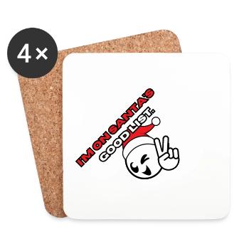 Noël - La bonne liste du Père Noël - Dessous de verre (lot de 4) - blanc - Devant