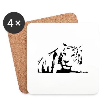 Tiger, White Tiger - Coasters (set of 4) - white - Front