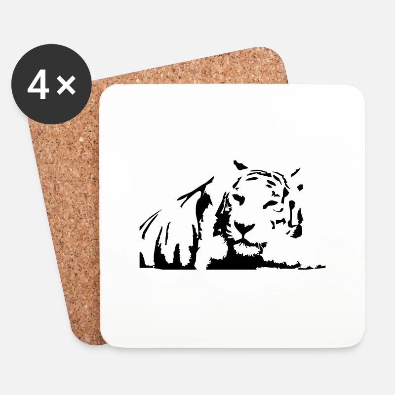 Tiger, weißer Tiger - Untersetzer (4er-Set) - Weiß