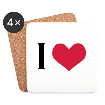 I LOVE - Dessous de verre (lot de 4) - blanc - Devant