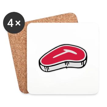 T-Bone Steak - Untersetzer (4er-Set) - Weiß - Vorne