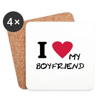 i love my boyfriend - Untersetzer (4er-Set) - Weiß - Vorne