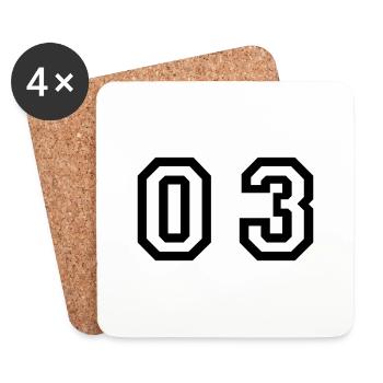 Nummer - 03 - null drei - Untersetzer (4er-Set) - Weiß - Vorne