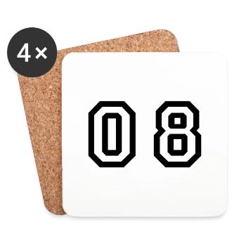 Nummer - 08 - null acht - Untersetzer (4er-Set) - Weiß - Vorne