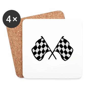 Chequered Racing Flags - Coasters (set of 4) - white - Front