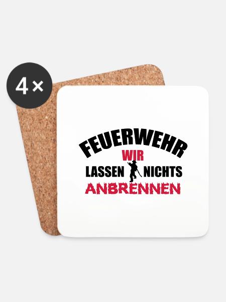 Wir lassen nichts anbrennen - Feuerwehr - Untersetzer (4er-Set) - Weiß