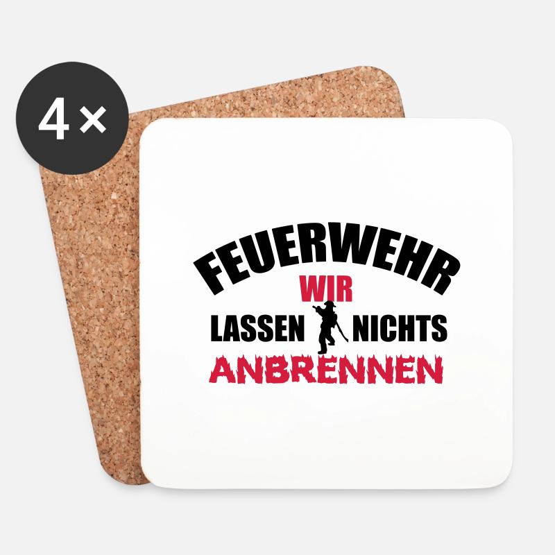 Wir lassen nichts anbrennen - Feuerwehr - Untersetzer (4er-Set) - Weiß