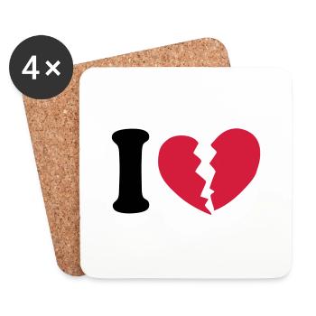 I hate - Dessous de verre (lot de 4) - blanc - Devant