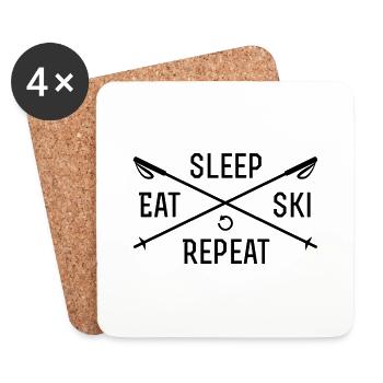 sleep eat ski repeat - Untersetzer (4er-Set) - Weiß - Vorne
