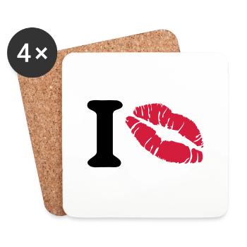 i love - Dessous de verre (lot de 4) - blanc - Devant