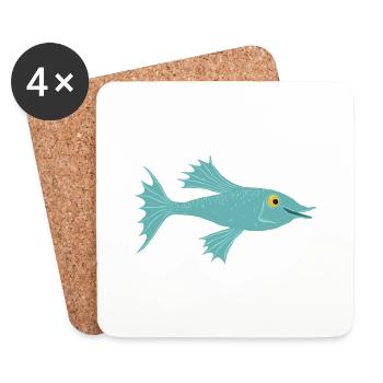Fisch petrol - Untersetzer (4er-Set) - Weiß - Vorne