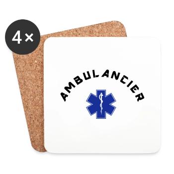 ambulancier logo - Dessous de verre (lot de 4) - blanc - Devant