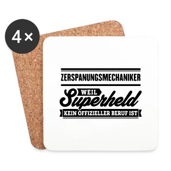 Superheld Zerspanungsmechaniker - Untersetzer (4er-Set) - Weiß - Vorne