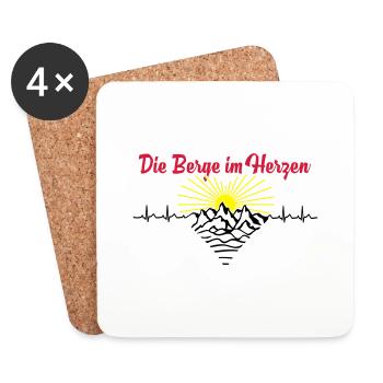 Die Berge im Herzen 3C - Untersetzer (4er-Set) - Weiß - Vorne