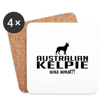 AUSTRALIAN KELPIE was sonst Hundespruch Wilsigns - Untersetzer (4er-Set) - Weiß - Vorne