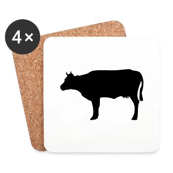 Vache - Dessous de verre (lot de 4) - blanc - Devant