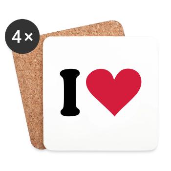 I - love - Untersetzer (4er-Set) - Weiß - Vorne